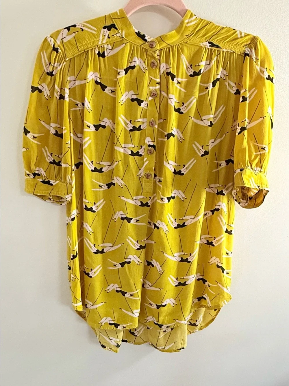 Anthropologie Emily Isabella Mustard Yellow Flying Trapeze Top